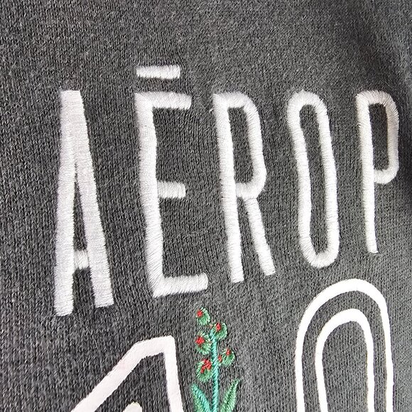 Y2K Style Hipster Aeropostale 1987 Floral Embroider Gray Hoodie Sweater Womens S - Picture 5 of 10